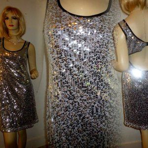 Silver Party Dress Silver Ticket Sequins Open Back